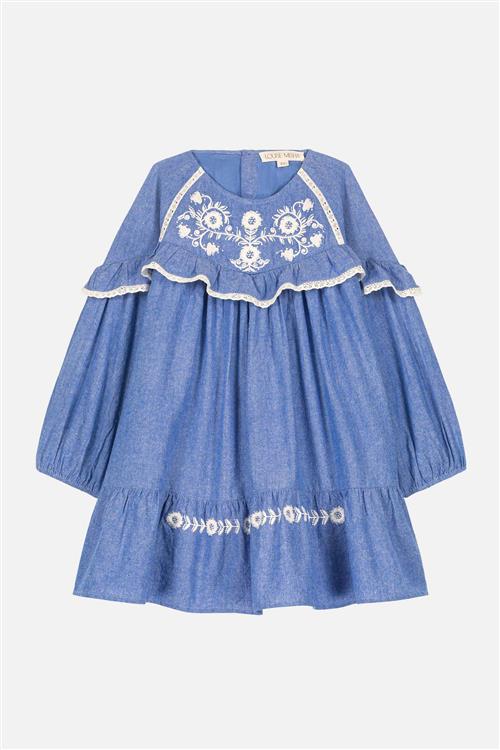 Louise Misha Orana Vævet Kjole Blue Chambray Blue Chambray-5 Y  Blå  5 år  kvinde