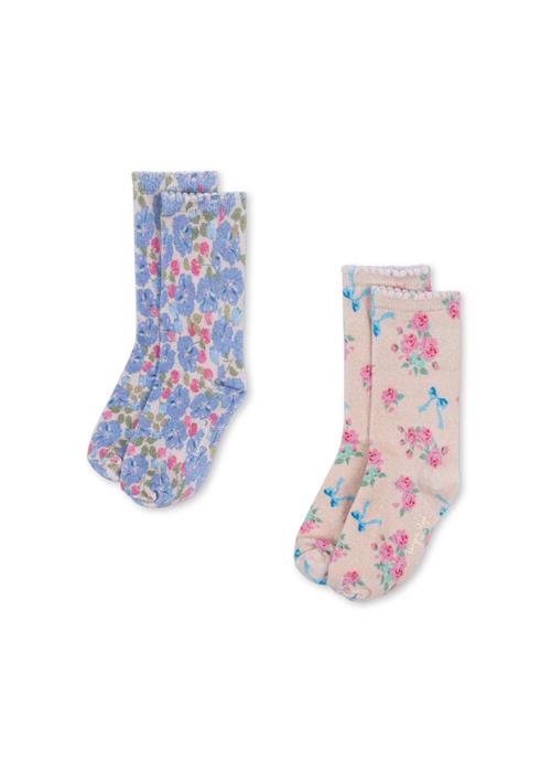 Konges Sløjd 2 Pack Printed Socks Blue Mix Blue Mix 29-32 EU  Blå  29-32 EU  kvinde
