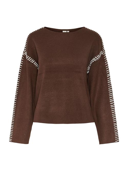 YAS Pullover 'YASSTITCHA'  ecru / brun