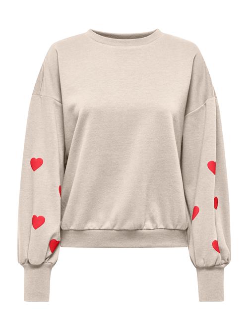 Se ONLY Sweatshirt 'ONLBROOKE'  stone / rød ved About You