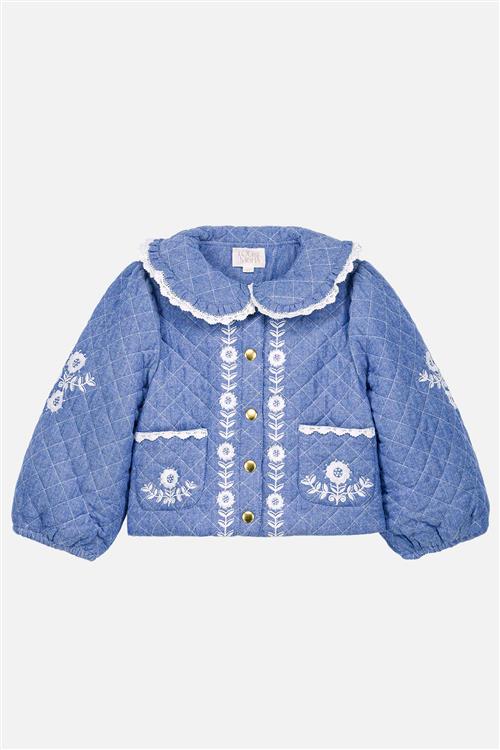 Louise Misha Jouliana Vævet Frakke Blue Chambray Blue Chambray-8 Y  Blå  8 år  kvinde