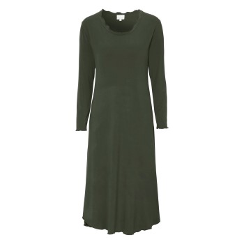 Damella Bamboo Plain Long Sleeve Nightdress Oliven Bambus X-Large Dame