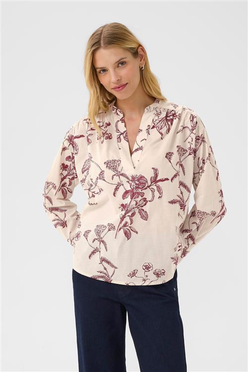 Part Two Bluse 'Natale'  beige / bordeaux