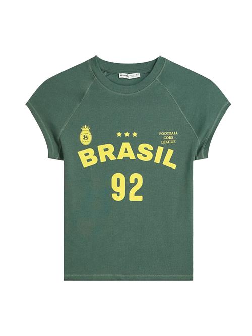 Bershka Shirts  gul / mørkegrøn