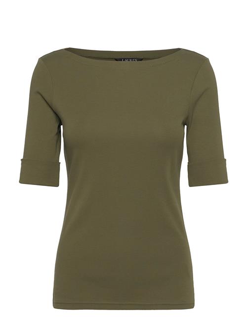 Rfnd Strtch 1X1 Rib-Elb Slv Bt Nk T Lauren Ralph Lauren Green