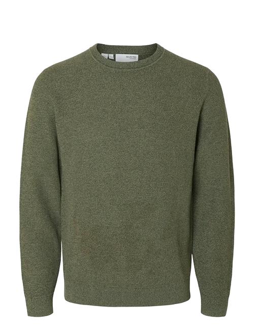 Slhross Ls Knit Structure Crew Neck Noos Selected Green