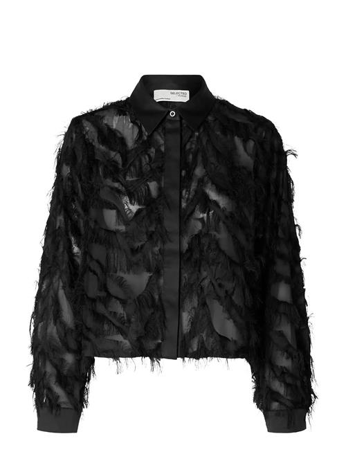 Slfmyline Ls Fluffy Cropped Shirt B Selected Black