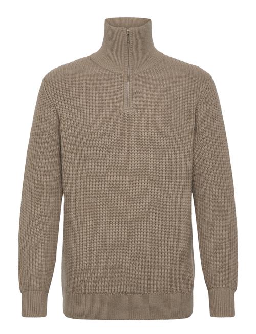 Slhland Ls Knit Half Zip Selected Beige
