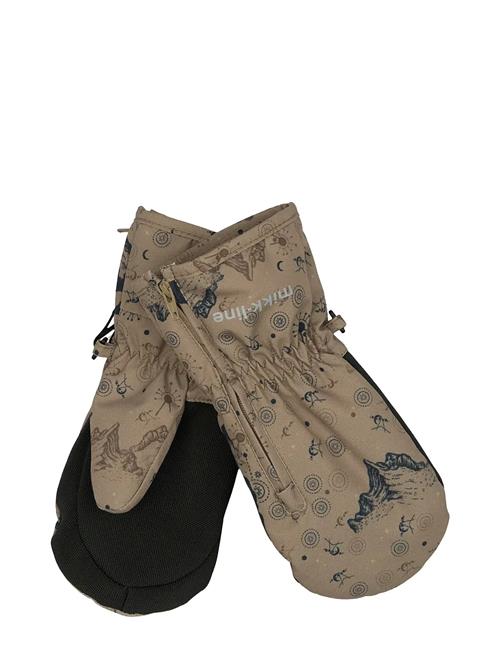 Polyester Mittens Aop W. Zip Mikk-line Brown