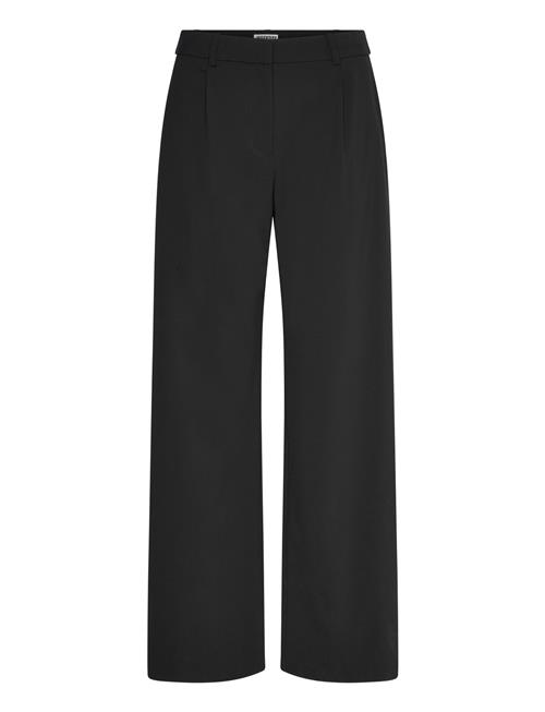 Relaxed Mid Rise Pleated Suiting Trousers Weekday Black