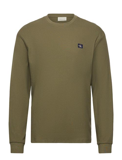 Ls Waffle Badge Crewnk Tee Calvin Klein Jeans Beige