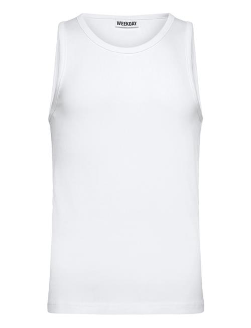 Regular Fit Ribbed Tank Top Weekday White