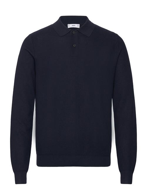 Micro-Structured Cotton Polo Shirt Mango Navy