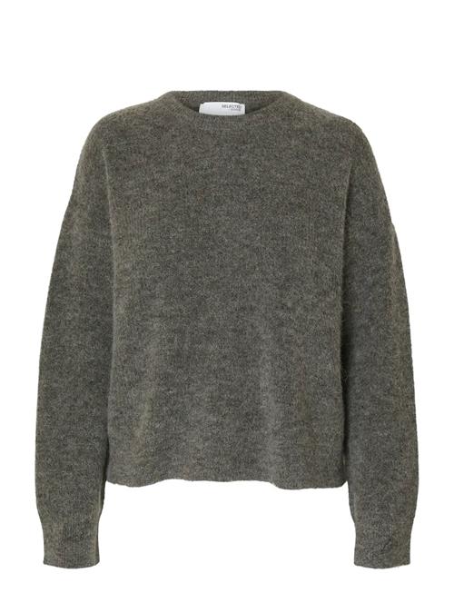 Slfsia Ras Ls Knit New O-Neck Noos Selected Grey