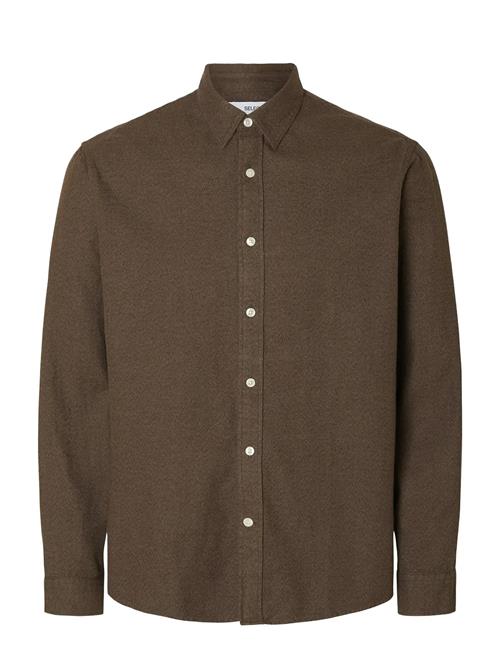 Slhregnoah Brushed Twist Shirt Ls Noos Selected Brown