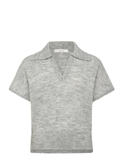 Slflulu Ss Knit Polo Selected Grey