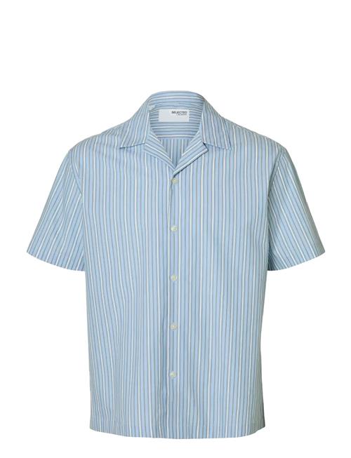 Slhrlxholger Mix Ss Shirt Selected Blue