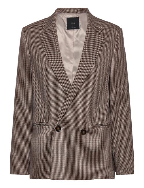 Micro-Houndstooth Double-Breasted Jacket Mango Burgundy