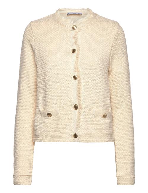 Knitted Cardigan With Frayed Ends Mango Cream