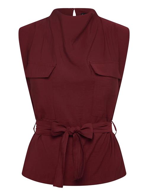 Blouse With Draped Neck And Belt Mango Red