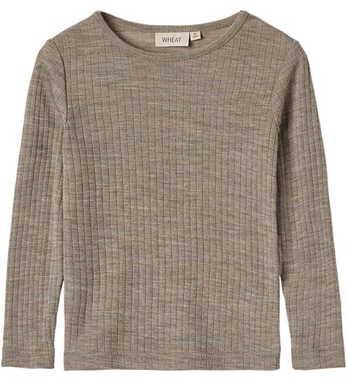 Wheat Bluse - Uld/Silke - Rib - Alfie - Khaki Melange