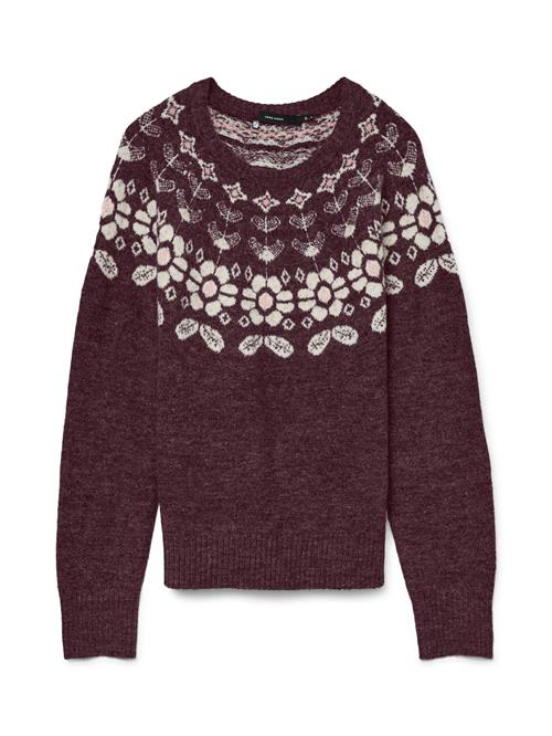 VERO MODA Pullover 'VMSimone'  bordeaux / naturhvid