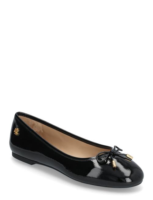 Jayna Crinkle Patent Leather Flat Lauren Ralph Lauren Black