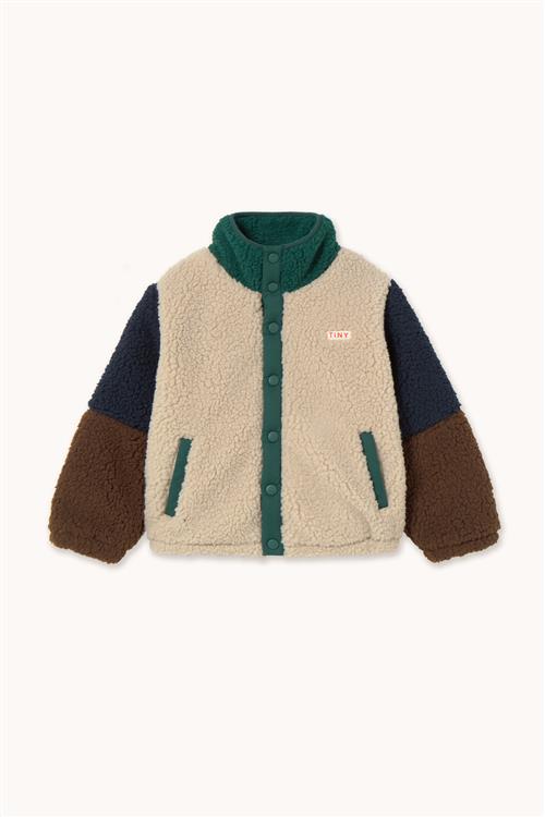 Tinycottons Color Block Polar Sherpa-jakke Dark Green  Dark Green-4 Y  Grøn  4 år  Unisex