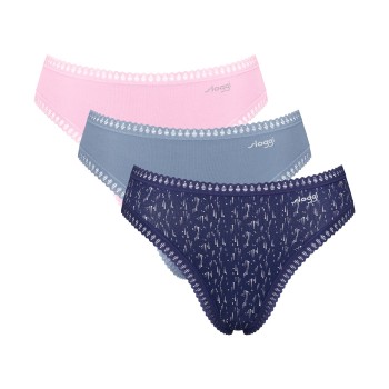 Sloggi Trusser 3P GO Crush High Leg Briefs Rosa/Blå bomuld X-Small Dame