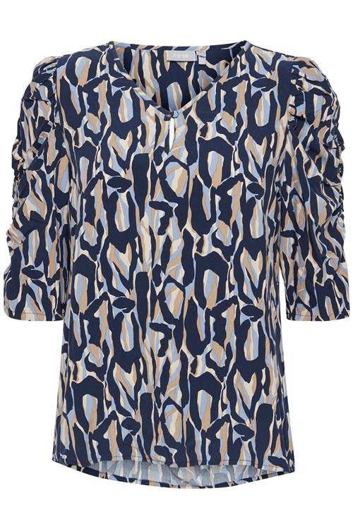 Fransa Bluse 'Freskylie'  ecru / navy / lyseblå / lysebrun