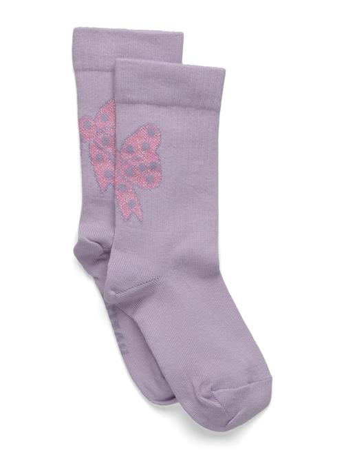 Dot Bow Socks Melton Purple