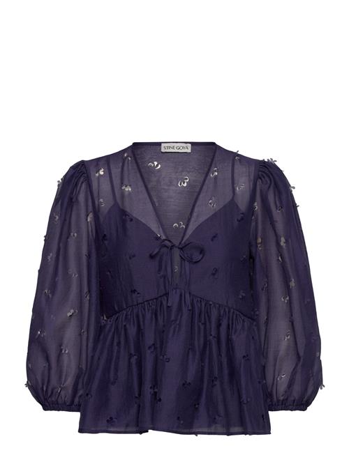 1608 Organza, Long Sleeve Bow Top STINE GOYA Purple