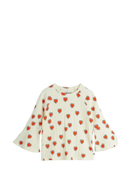 Outlined Hearts Aop Trumpet Sleeve Top Mini Rodini Cream
