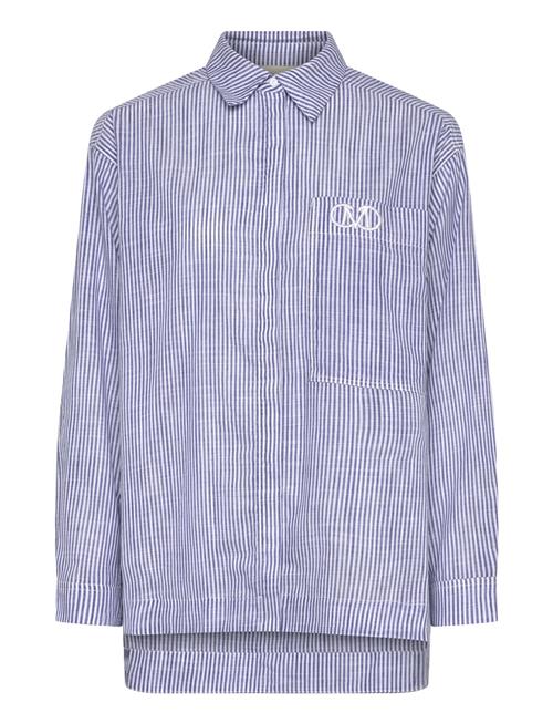 Cmline-Shirt Is A Shirt In A Premium Material With Stripes, Concealed Front Butt Copenhagen Muse Blue