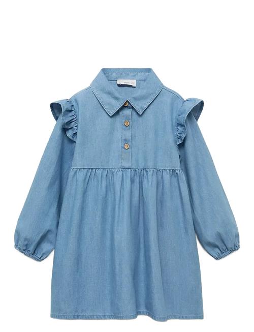 Ruffled Denim Dress Mango Blue