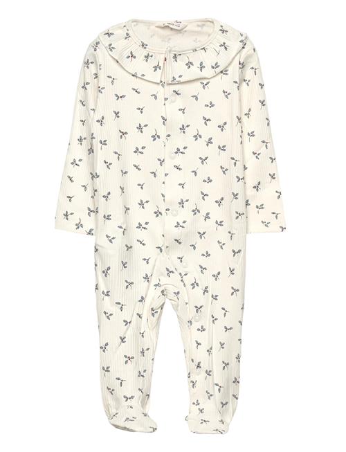 Pyjamas With Flowers And Baby Neck Mango Cream
