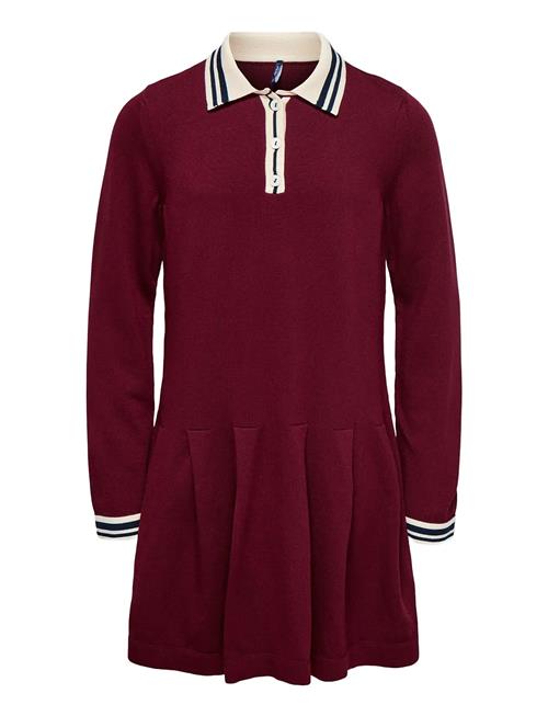 Kogkalana L/S Polo Dress Knt Kids Only Burgundy
