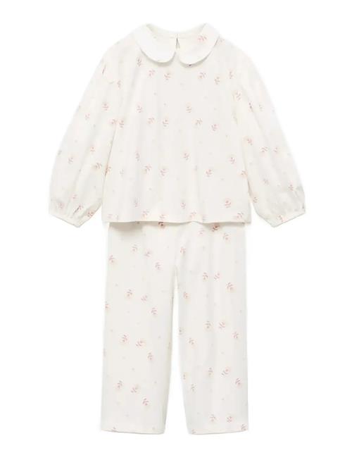 Baby-Collar Printed Pyjamas Mango White