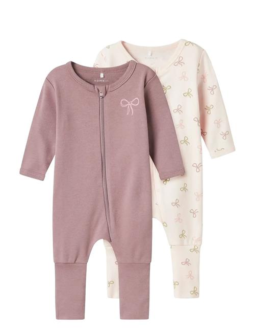 Nbfnightsuit 2P Zip Ff Pink Bow Noos Name It Purple