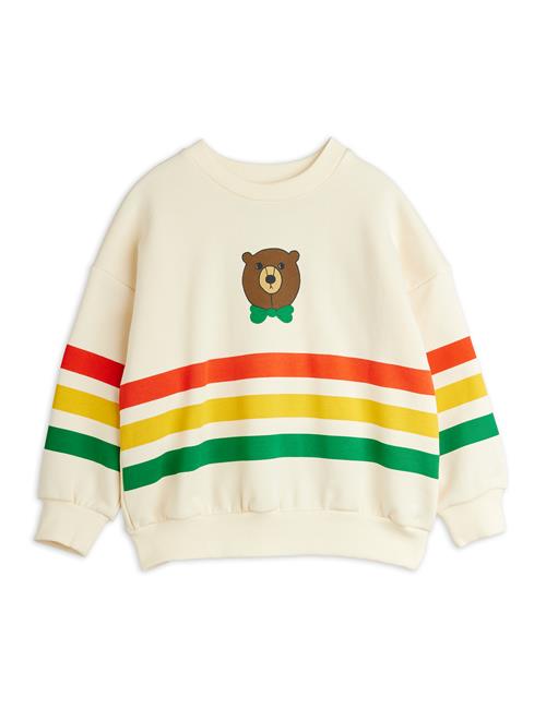 Mini Rodini GOTS Bear Stribet Sweatshirt Offwhite  Offwhite 116/122 cm  Hvid  116/122 cm  mand