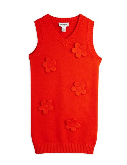 Mini Rodini GOTS Strikket Blomstervest-kjole Red  Red 104/110 cm  Rød  104/110 cm  kvinde