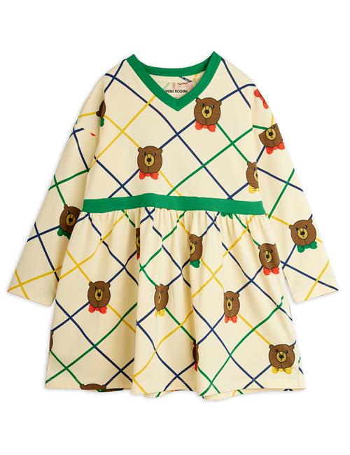 Mini Rodini GOTS Bear Ternet Kjole Med Lange Ærmer Offwhite  Offwhite 104/110 cm  Hvid  104/110 cm  kvinde