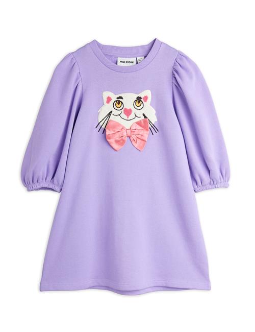 Mini Rodini GOTS Cat With Bowtie Chenille Sweatdress Purple  Purple 116/122 cm  Lilla  116/122 cm  kvinde