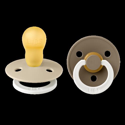 BIBS 2-Pack COLOUR Rund Latex-sut Vanilla Glow / Dark Oak Glow  18+ Months  Beige  18+ måneder 0+ unisex
