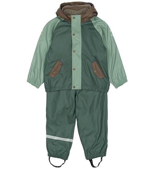 Mikk-Line Regntøj m. Seler m. Fleece - PU - Balsam Green