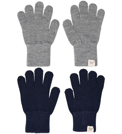 MP Handsker - Uld - Comfy - 2-pak - Mix Lysegråmeleret/Peacoat B