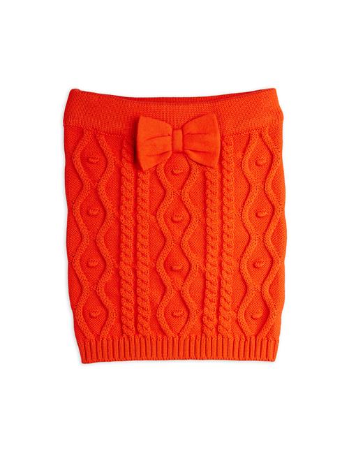 Mini Rodini GOTS Tekstureret Striknederdel Med Sløjfe Red  Red 92/98 cm  Rød  92/98 cm  kvinde