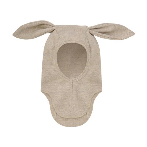 Huttelihut Balaclava I Uldrib Med Ører Camel Melange  Camel Melange 62/68 cm  Brun  62/68 cm  Unisex