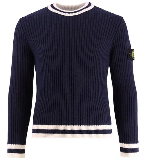 Stone Island Bluse - Uld/Viskose - Navy m. Hvid