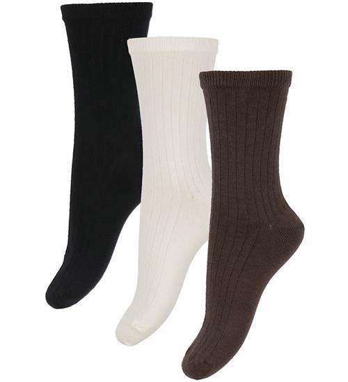 Name It Strømper - 3-pak - NkfOda - Seal Brown/Sort/Cloud Dancer